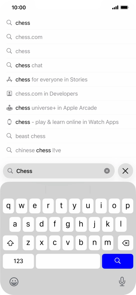 Press the search icon. Press the search icon.
