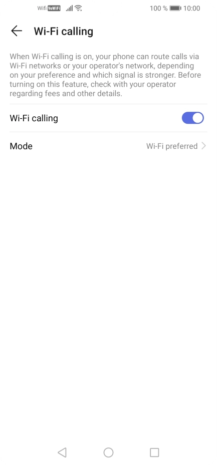 When Wi-Fi calling is active, the Wi-Fi calling icon is displayed. When Wi-Fi calling is active, the Wi-Fi calling icon is displayed.