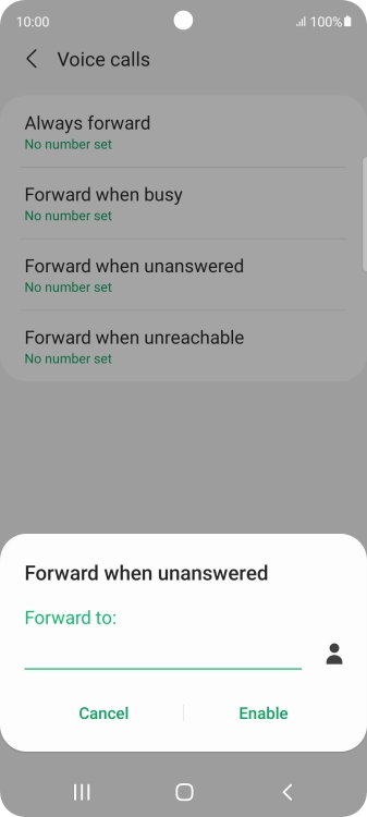 Key in +447953222222 and press Enable. Key in +447953222222 and press Enable.