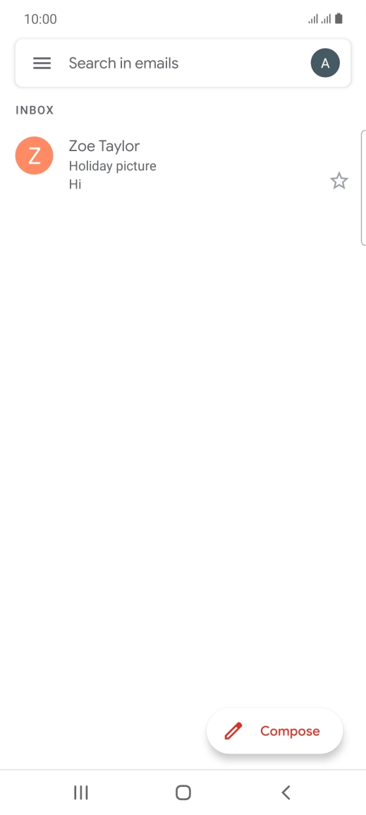 Press the email account icon. Press the email account icon.