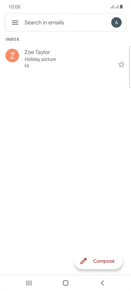 Press the email account icon. Press the email account icon.