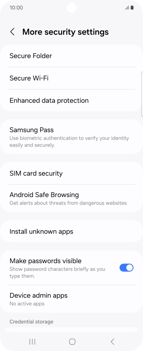 Press SIM card security. Press SIM card security.