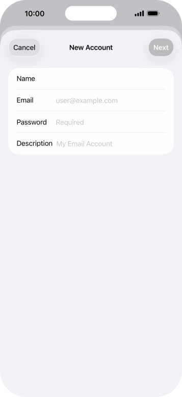 Press Password and key in the password for your email account. Press Password and key in the password for your email account.