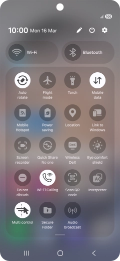 Press the Wi-Fi calling icon to turn the function on or off. Press the Wi-Fi calling icon to turn the function on or off.