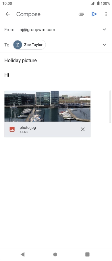 Press the send icon when you've finished your email. Press the send icon when you've finished your email.