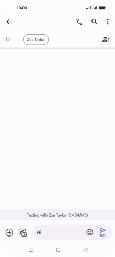 Press the send icon when you've finished your SMS. Press the send icon when you've finished your SMS.