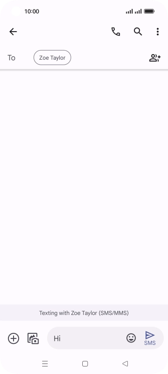 Press the send icon when you've finished your SMS. Press the send icon when you've finished your SMS.