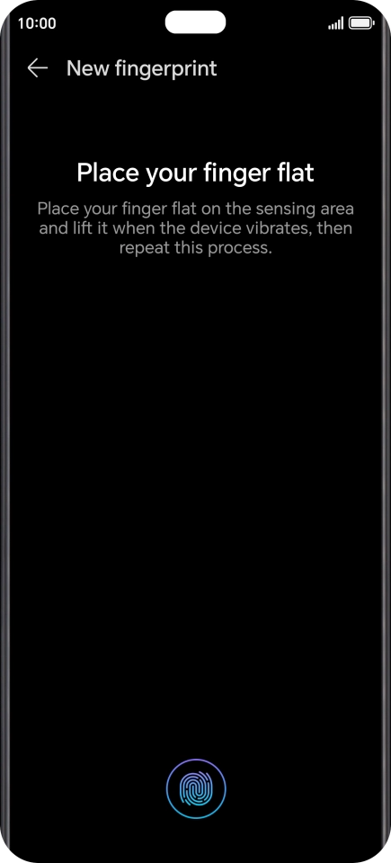 Follow the instructions on the screen to create the phone lock code using your fingerprint. Follow the instructions on the screen to create the phone lock code using your fingerprint.