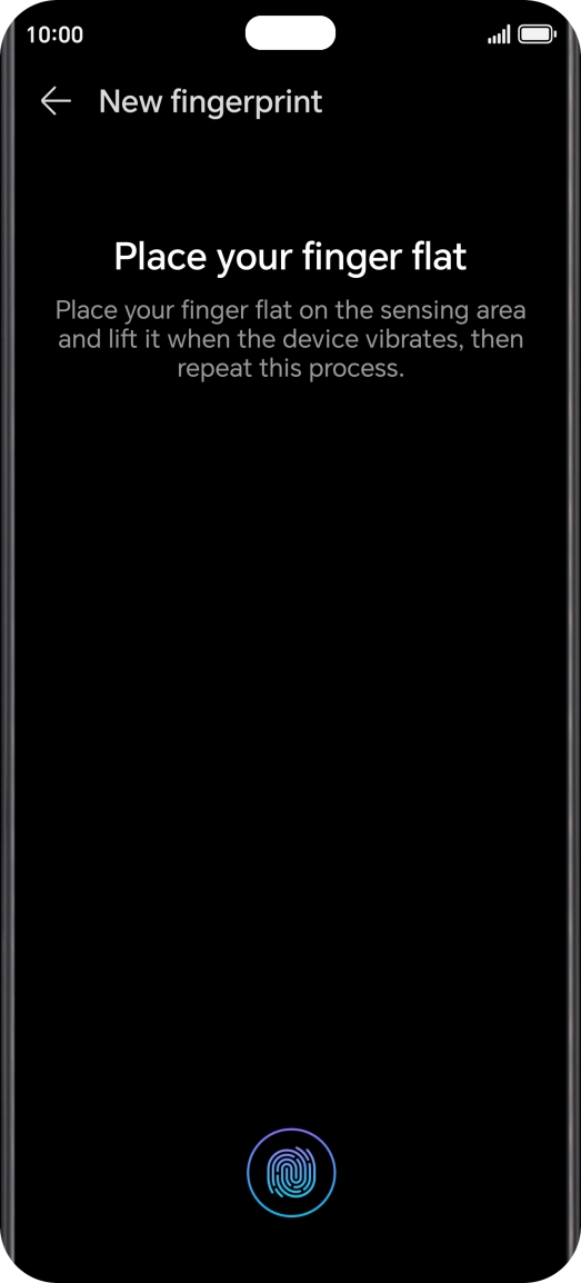 Follow the instructions on the screen to create the phone lock code using your fingerprint. Follow the instructions on the screen to create the phone lock code using your fingerprint.