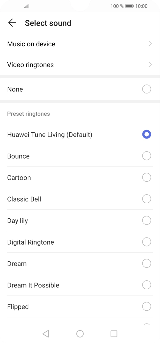 Press Music on device. Press Music on device.