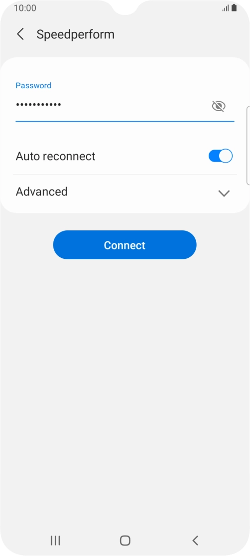 Key in the password for the Wi-Fi network and press Connect. Key in the password for the Wi-Fi network and press Connect.