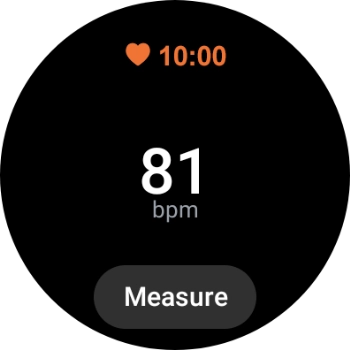Press Measure and wait while the smartwatch measures your heart rate. Press Measure and wait while the smartwatch measures your heart rate.