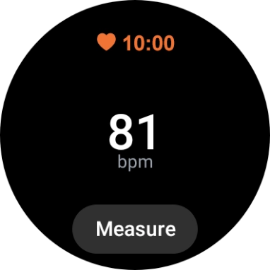 Press Measure and wait while the smartwatch measures your heart rate. Press Measure and wait while the smartwatch measures your heart rate.