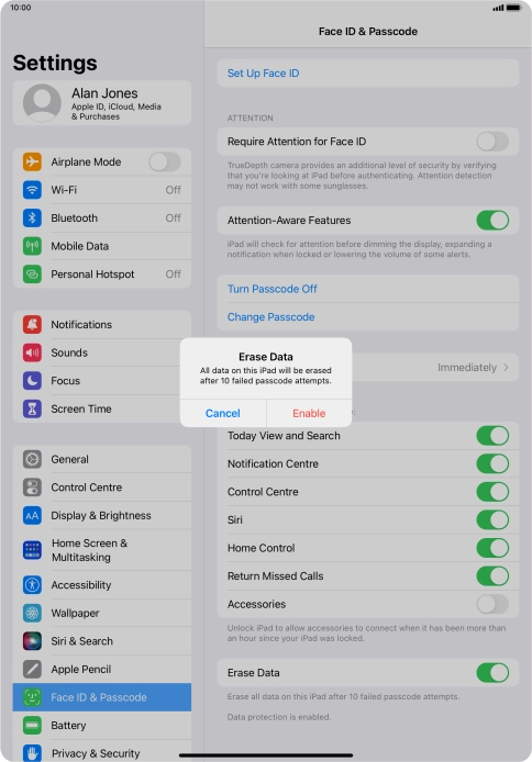 If you turn on the function, press Enable. If you turn on the function, press Enable.
