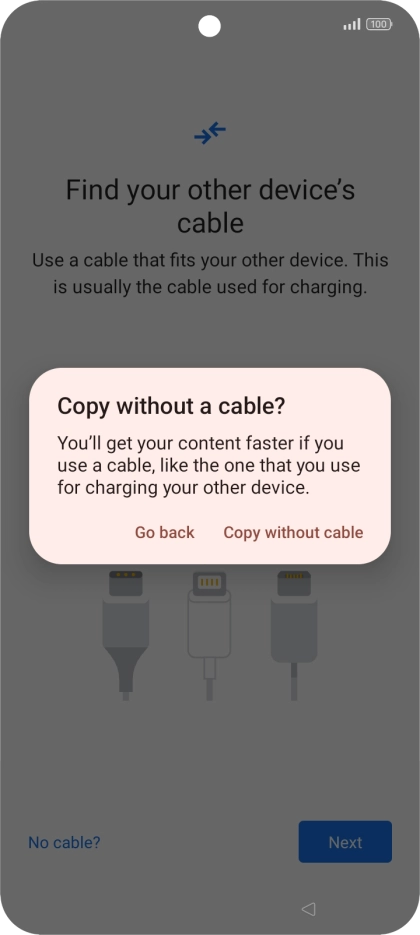 Press Copy without cable. Press Copy without cable.