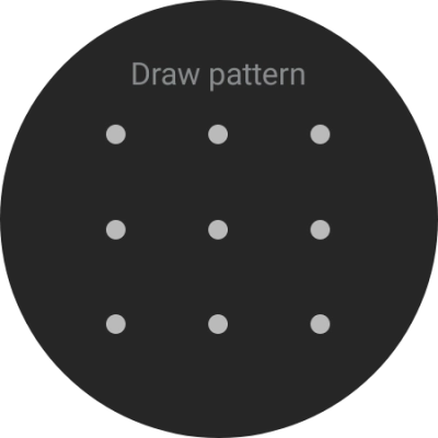 Slide your finger across the screen to connect at least four points and follow the instructions on the screen to create a pattern as lock code. Slide your finger across the screen to connect at least four points and follow the instructions on the screen to create a pattern as lock code.
