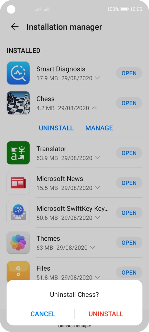 Press UNINSTALL. Press UNINSTALL.