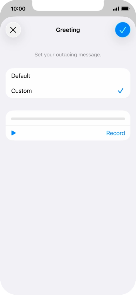 Press the play icon to play your personal greeting. Press the play icon to play your personal greeting.