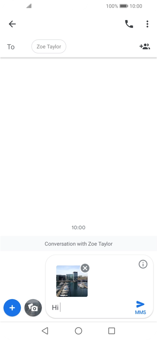 Press the send icon when you've finished your MMS. Press the send icon when you've finished your MMS.