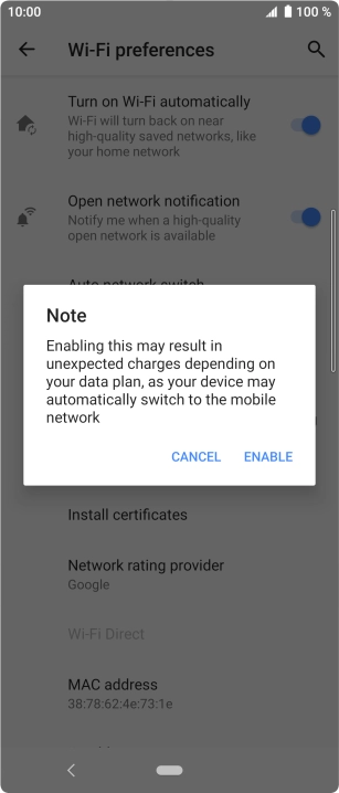 If you turn on the function, press ENABLE. If you turn on the function, press ENABLE.