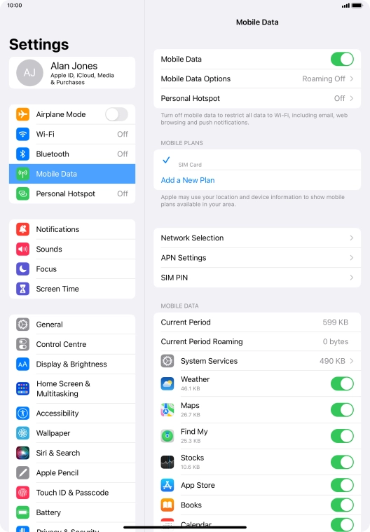 Press Mobile Data Options. Press Mobile Data Options.
