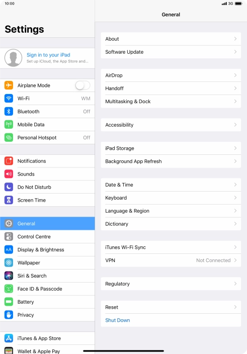 Press Sign in to your iPad. Press Sign in to your iPad.