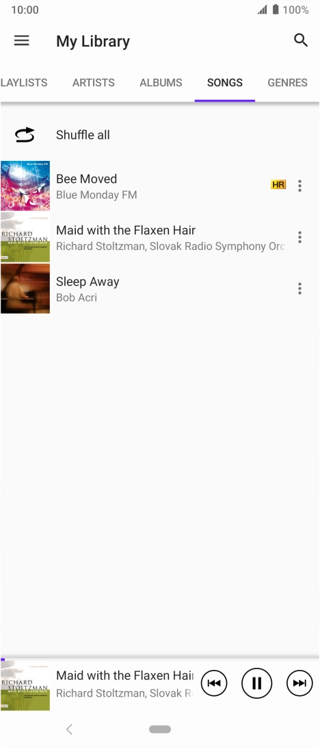 Press the song title at the bottom of the screen. Press the song title at the bottom of the screen.