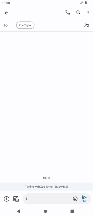 Press the send icon when you've finished your SMS. Press the send icon when you've finished your SMS.