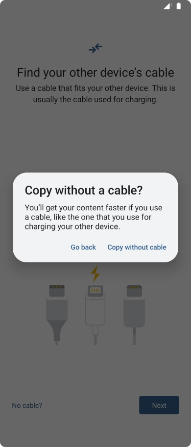 Press Copy without cable. Press Copy without cable.