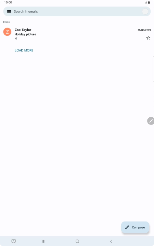 Press the email account icon. Press the email account icon.