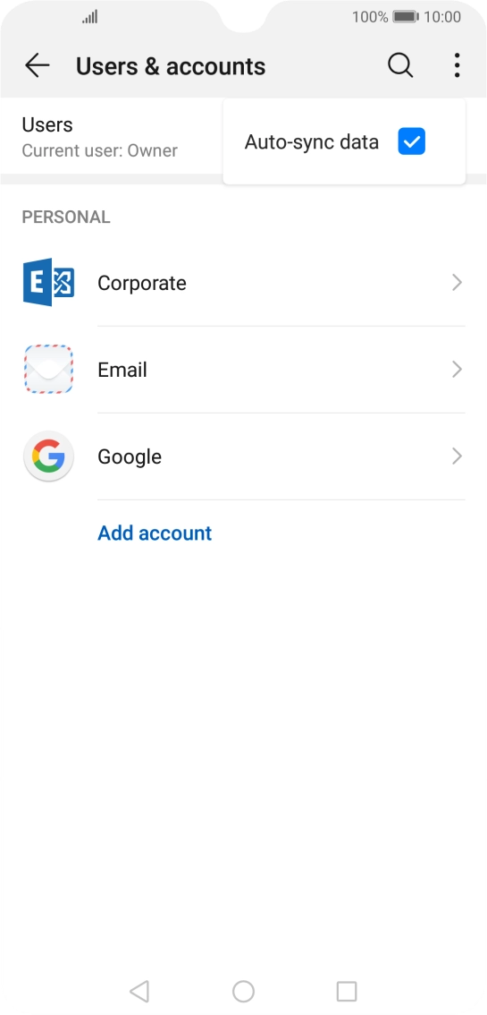 Press Auto-sync data to turn the function on or off. Press Auto-sync data to turn the function on or off.