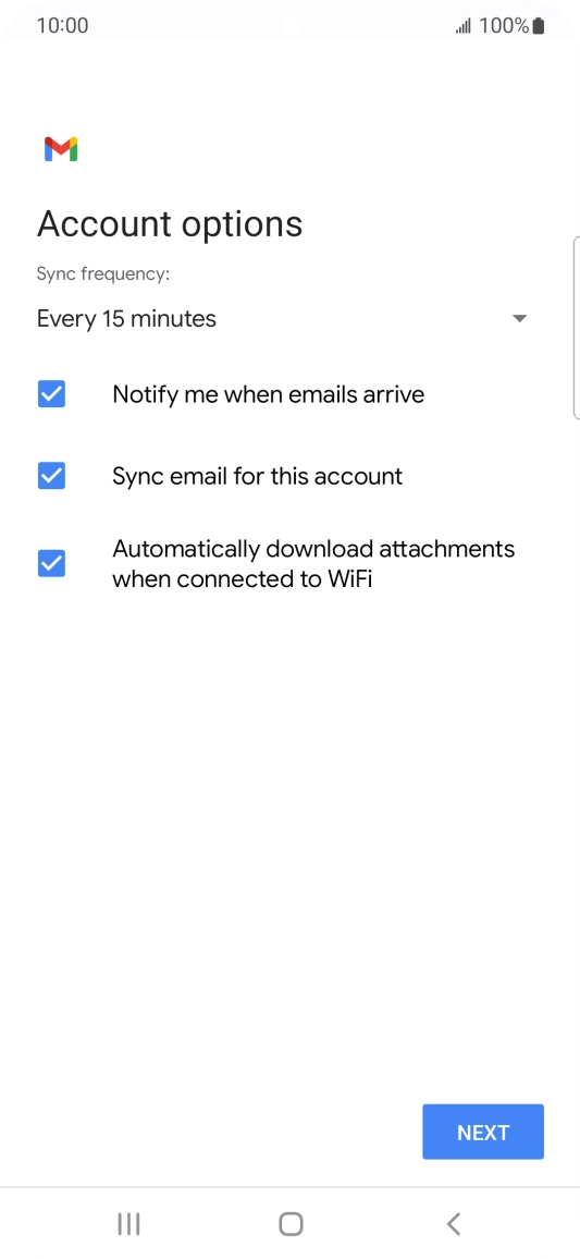 If this screen is displayed, you email account has been recognised and set up automatically. Follow the instructions on the screen to key in more information and finish setting up your phone. If this screen is displayed, you email account has been recognised and set up automatically. Follow the instructions on the screen to key in more information and finish setting up your phone.