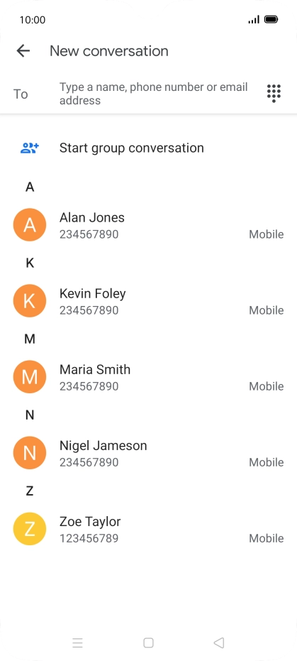 Press the search field and key in the first letters of the recipient's name. Press the search field and key in the first letters of the recipient's name.