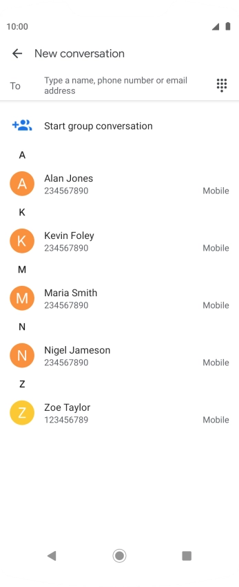 Press To and key in the first letters of the recipient's name. Press To and key in the first letters of the recipient's name.