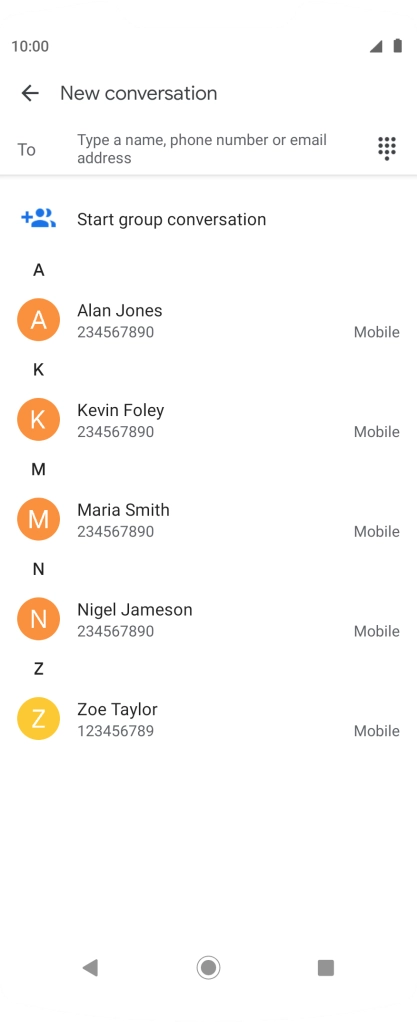 Press To and key in the first letters of the recipient's name. Press To and key in the first letters of the recipient's name.