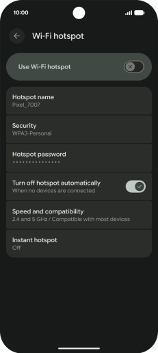 Press Hotspot password and key in the required password. Press Hotspot password and key in the required password.
