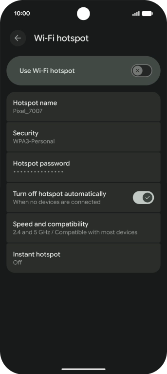 Press Hotspot password and key in the required password. Press Hotspot password and key in the required password.