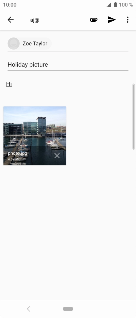 Press the send icon when you've finished your email. Press the send icon when you've finished your email.