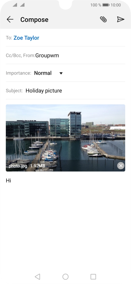 Press the send icon when you've finished your email. Press the send icon when you've finished your email.