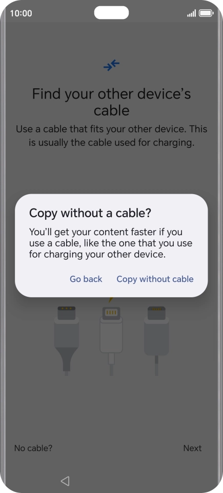 Press Copy without cable. Press Copy without cable.