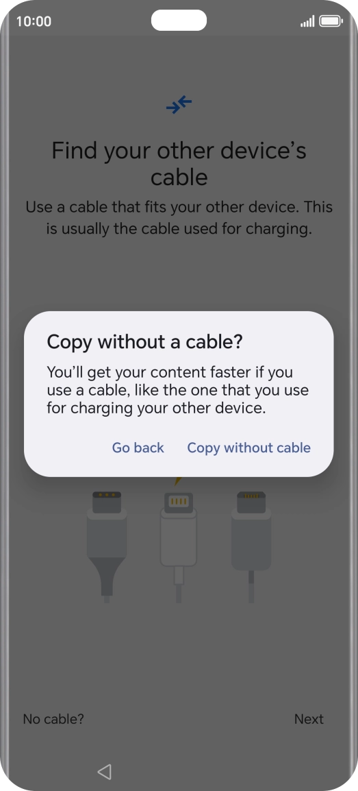 Press Copy without cable. Press Copy without cable.