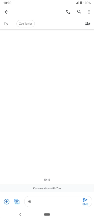 Press the send icon when you've finished your SMS. Press the send icon when you've finished your SMS.