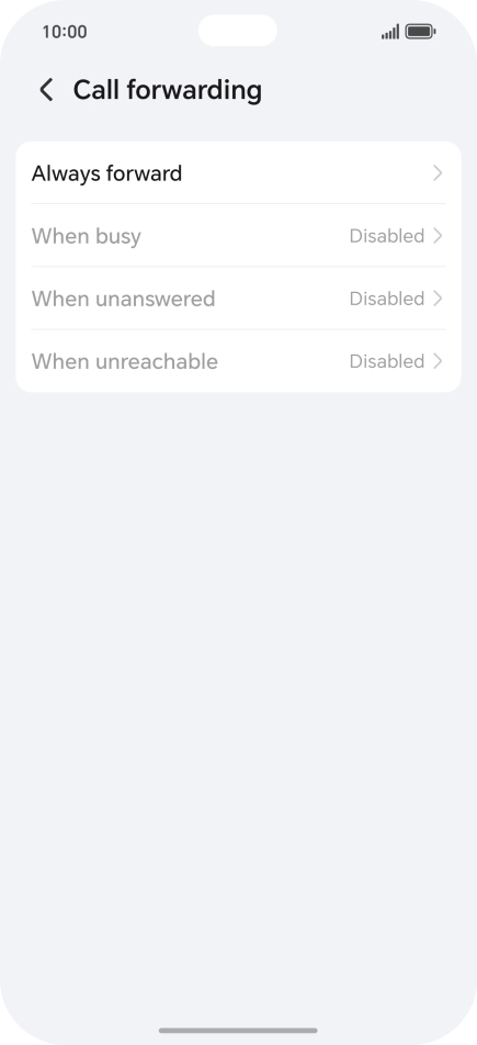 Press the required divert type. Press the required divert type.