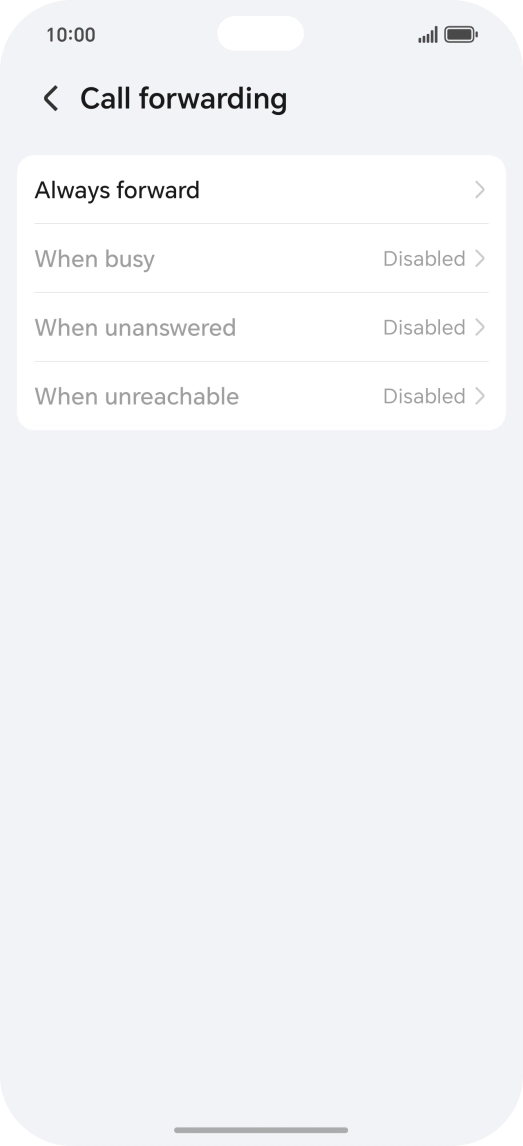 Press the required divert type. Press the required divert type.