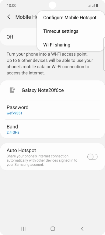 Press Configure Mobile Hotspot. Press Configure Mobile Hotspot.