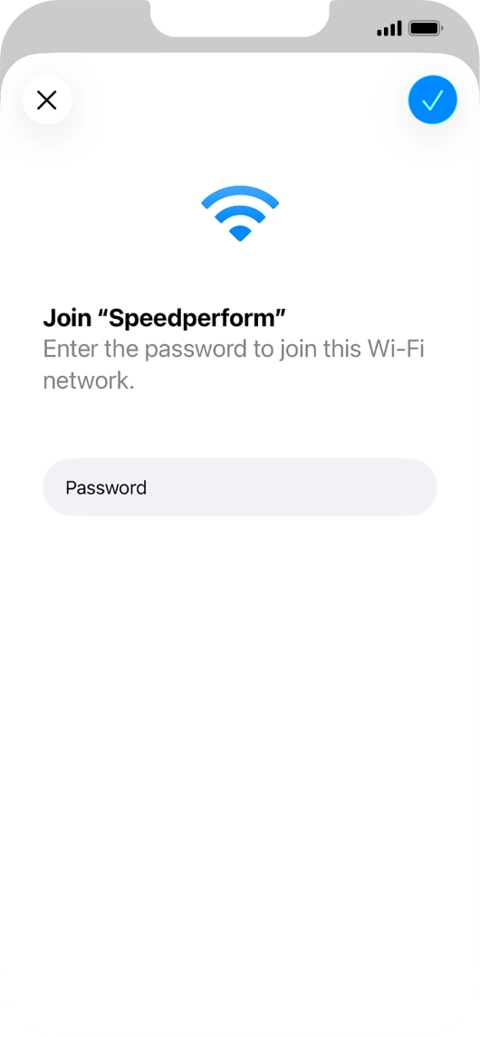 Key in the password for the Wi-Fi network and press the confirm icon. Key in the password for the Wi-Fi network and press the confirm icon.
