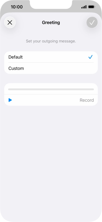 Press Default to select the default greeting. Press Default to select the default greeting.