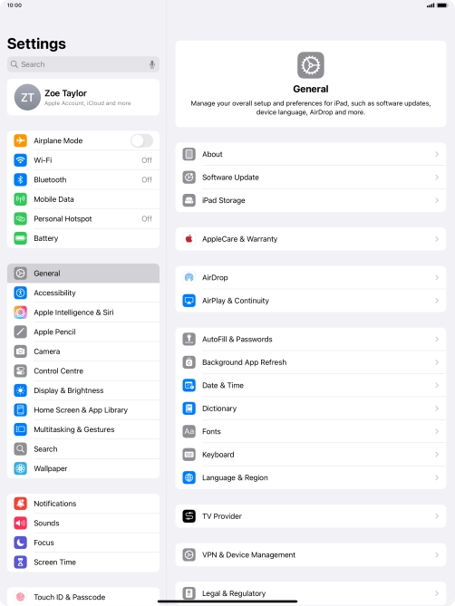 Press your Apple ID. Press your Apple ID.