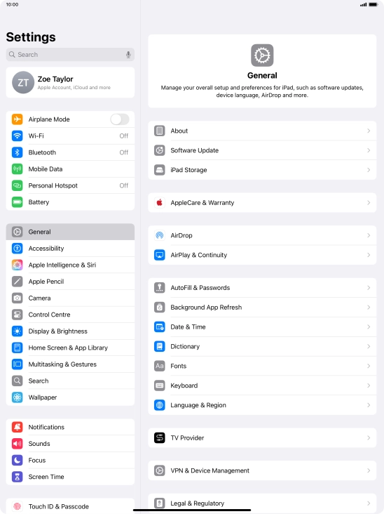 Press your Apple ID. Press your Apple ID.