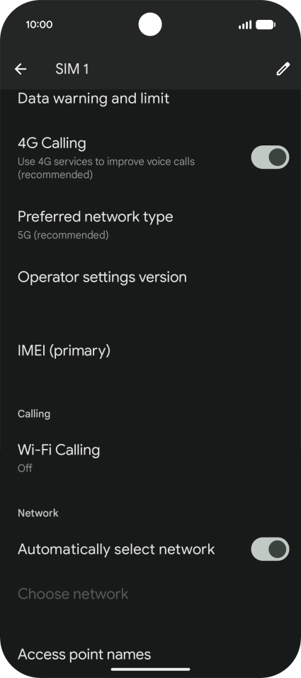 Press Preferred network type. Press Preferred network type.